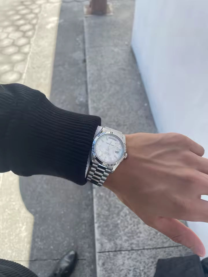 White Silver Herren Uhr