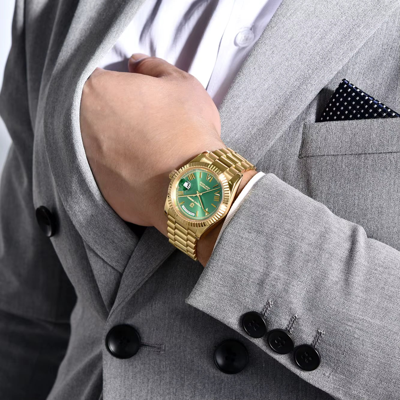 Gold Green Herren Uhr