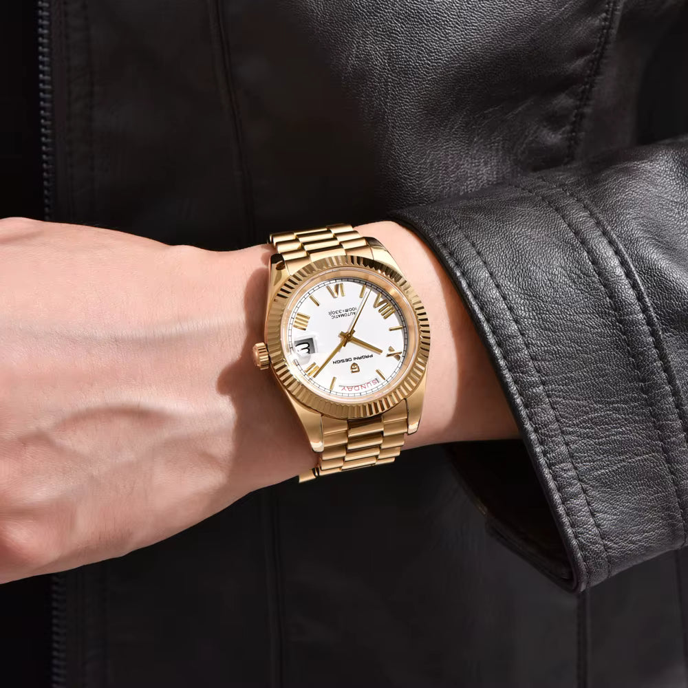 Gold White Herren Uhr