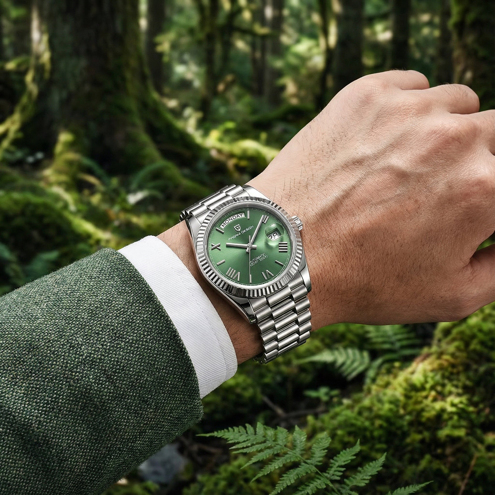 Silver Green Herren Uhr